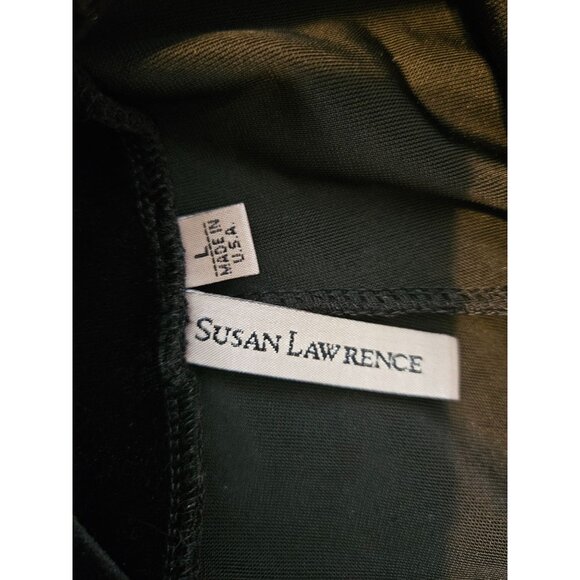 Susan Lawrence Women's Black Velvet Wide-Leg Pull On Pants L Side Waist Ruching - Picture 9 of 10